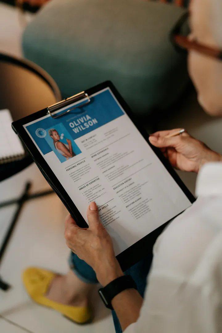 Recruiter reviewing a candidate's resume